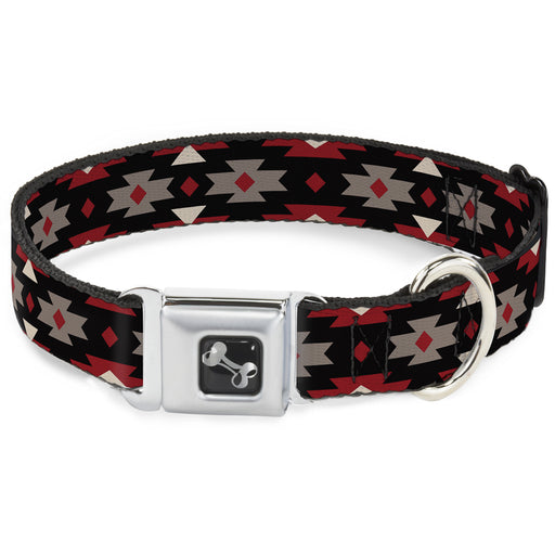 Dog Bone Seatbelt Buckle Collar - Navajo Red/Black/Gray/Red Seatbelt Buckle Collars Buckle-Down   
