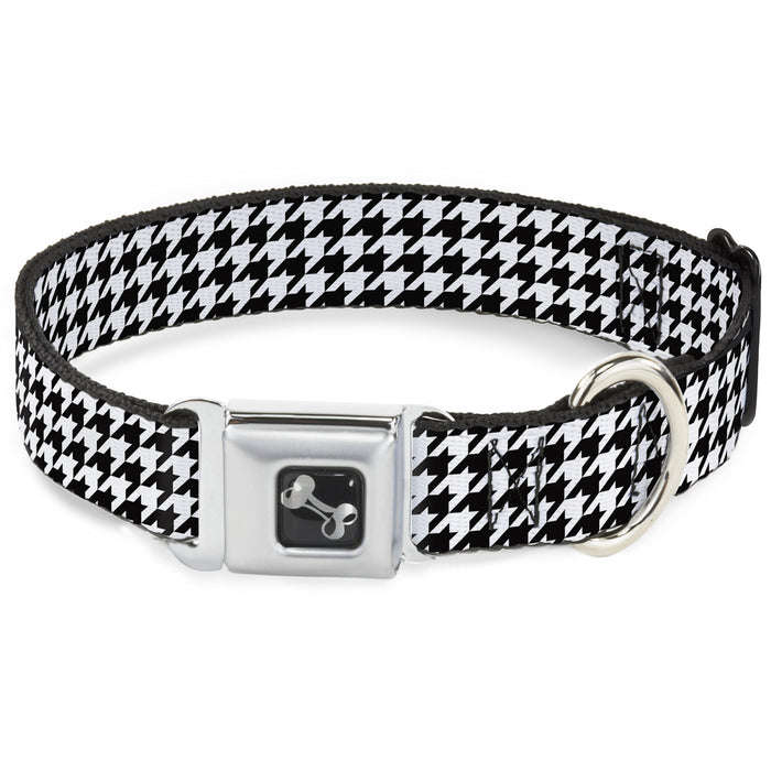 Dog Bone Seatbelt Buckle Collar - Houndstooth Black/White Seatbelt Buckle Collars Buckle-Down   