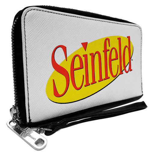Women's PU Zip Around Wallet Rectangle - SEINFELD Spotlight Logo White Yellow Red Clutch Zip Around Wallets Seinfeld   