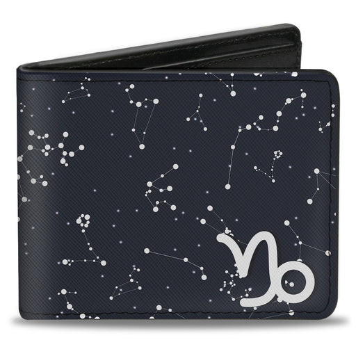 Bi-Fold Wallet - Zodiac Capricorn Symbol Constellations Black White Bi-Fold Wallets Buckle-Down   