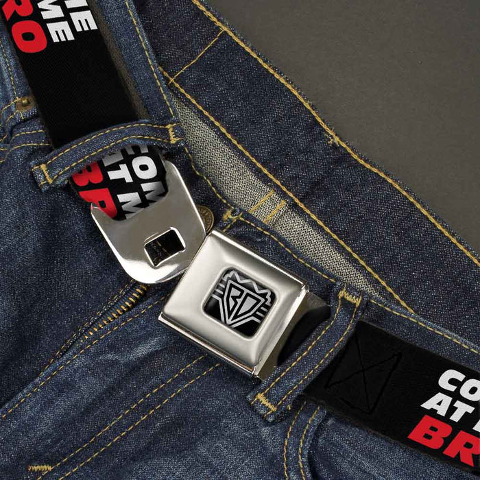 BD Wings Logo CLOSE-UP Full Color Black Silver Seatbelt Belt - COME-AT ME-BRO Black/White/Red Webbing Seatbelt Belts Buckle-Down   