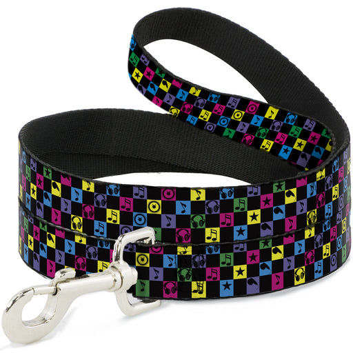 Dog Leash - Musical Checkers Black/Neon Dog Leashes Buckle-Down   