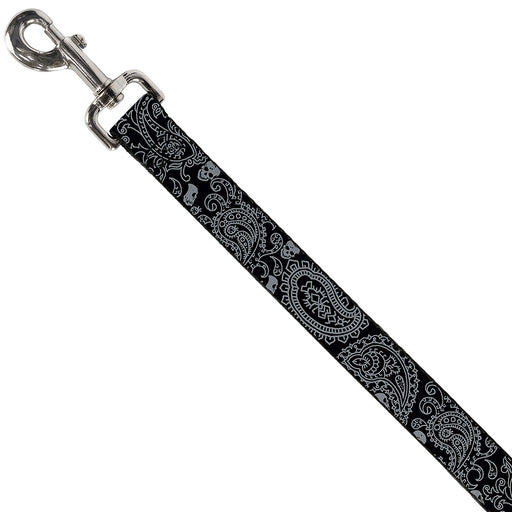 Dog Leash - Bandana/Skulls Black/Silver Dog Leashes Buckle-Down   