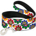 Dog Leash - Psychedelic Daisies CLOSE-UP White/Multi Color Dog Leashes Buckle-Down   