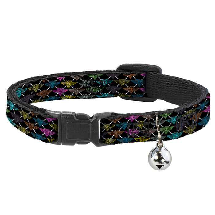 Cat Collar Breakaway - BD Monogram Black Multi Neon Breakaway Cat Collars Buckle-Down   