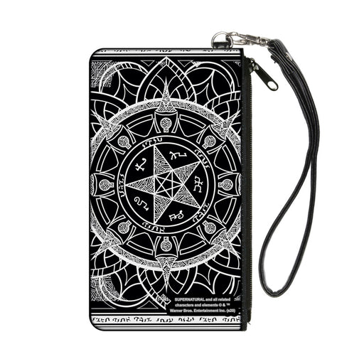 Canvas Zipper Wallet - SMALL - Supernatural Devil's Trap Symbol CLOSE-UP Black White Canvas Zipper Wallets Supernatural   