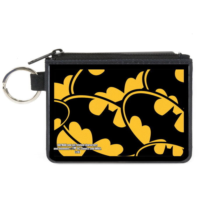 Canvas Zipper Wallet - MINI X-SMALL - Bat Signals CLOSE-UP Stacked Yellow Black Canvas Zipper Wallets DC Comics   