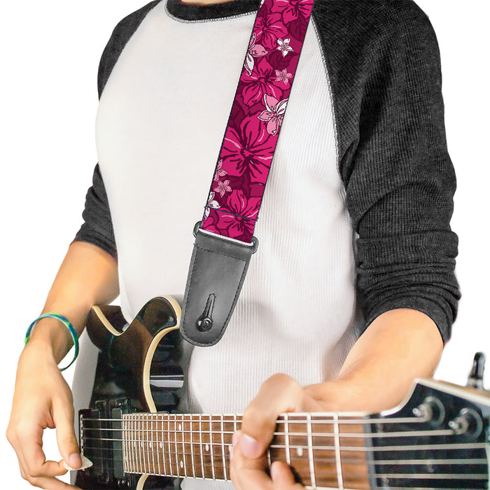Guitar Strap - Hibiscus Collage Pink Shades Guitar Straps Buckle-Down   