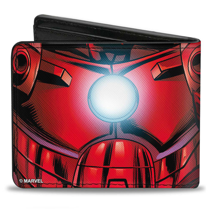 MARVEL AVENGERS Bi-Fold Wallet - Iron Man Face + Chest Arc Reactor CLOSE-UP Bi-Fold Wallets Marvel Comics   