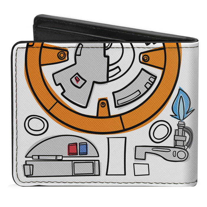 Bi-Fold Wallet - Star Wars BB-8 Bounding Parts3 White Black Grays Orange Bi-Fold Wallets Star Wars   