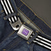 BEETLEJUICE Text Logo Full Color Purple/White Seatbelt Belt - Beetlejuice Suit Striping Black/White Webbing Seatbelt Belts Warner Bros. Horror Movies   