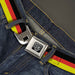 BD Wings Logo CLOSE-UP Full Color Black Silver Seatbelt Belt - Stripes Black/Red/Yellow Webbing Seatbelt Belts Buckle-Down   