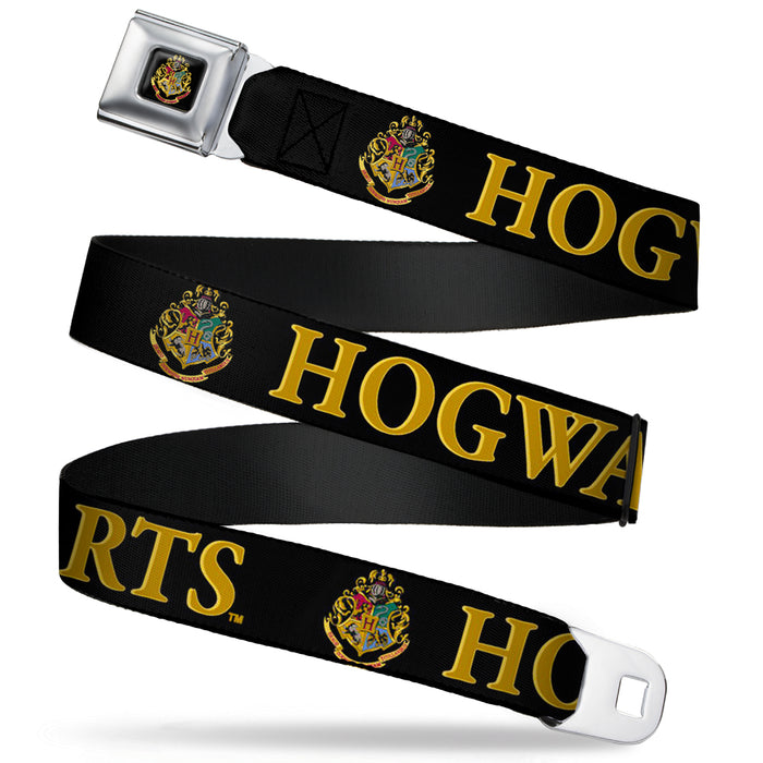 Hogwarts Crest Full Color Seatbelt Belt - Harry Potter HOGWARTS & Crest Black/Gold Webbing Seatbelt Belts The Wizarding World of Harry Potter REGULAR - 1.5" WIDE - 24-38" LONG  