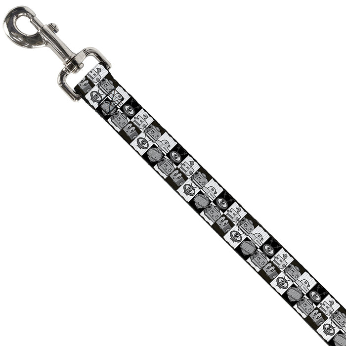 Dog Leash - Robot Heads Checkers Black/White Dog Leashes Buckle-Down   