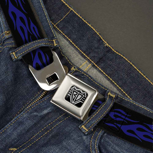 BD Wings Logo CLOSE-UP Full Color Black Silver Seatbelt Belt - Flame Blue Webbing Seatbelt Belts Buckle-Down   