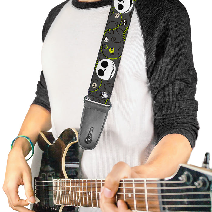 Guitar Strap - Nightmare Before Christmas Jack Expressions Halloween Elements Gray Guitar Straps Disney   
