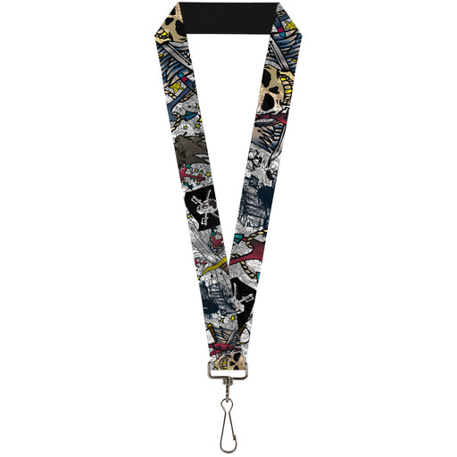 Lanyard - 1.0" - Dead Men Tell No Tales CLOSE-UP White Lanyards Buckle-Down   