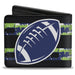 Bi-Fold Wallet - Football Helmet Stripe Black Neon Green Blue Bi-Fold Wallets Buckle-Down   
