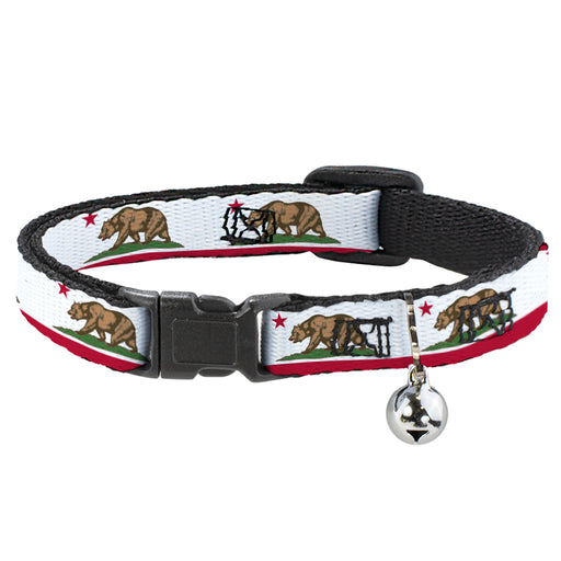 Cat Collar Breakaway - California Flag White w Stripe Breakaway Cat Collars Buckle-Down   