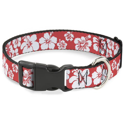 Plastic Clip Collar - Hibiscus Light Red/White Plastic Clip Collars Buckle-Down   