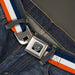BD Wings Logo CLOSE-UP Full Color Black Silver Seatbelt Belt - Stripe Navy/White/Orange Webbing Seatbelt Belts Buckle-Down   