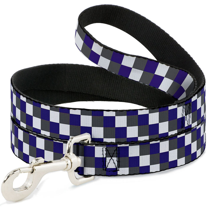 Dog Leash - Checker Gray/Purple/White Dog Leashes Buckle-Down   