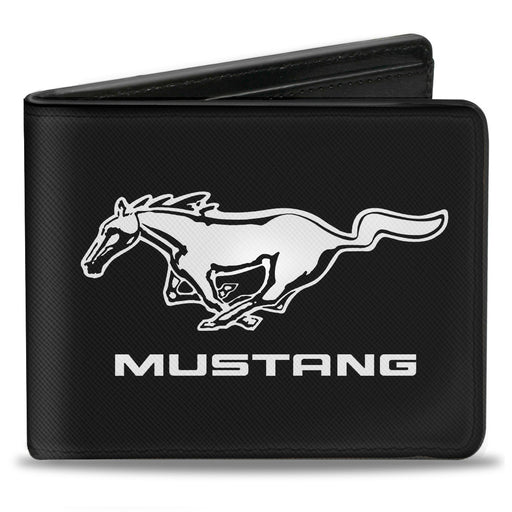 Bi-Fold Wallet - Mustang TEXT Black White Logo CENTERED Bi-Fold Wallets Ford   