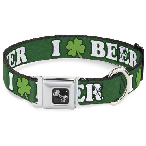 Buckle-Down Seatbelt Buckle Dog Collar - I "Clover" BEER/Clover Outlines Greens/White Seatbelt Buckle Collars Buckle-Down   