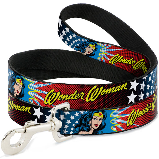 Dog Leash - Wonder Woman Face w/Stars Dog Leashes DC Comics   