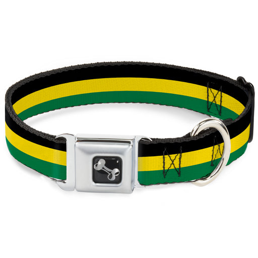 Dog Bone Seatbelt Buckle Collar - Stripes Black/Yellow/Green Seatbelt Buckle Collars Buckle-Down   