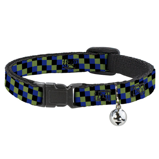 Cat Collar Breakaway - Checker Trio Green Black Blue Breakaway Cat Collars Buckle-Down   