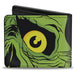 Bi-Fold Wallet - BRAINS Zombie Face CLOSE-UP Black Red Green Yellow Bi-Fold Wallets Buckle-Down   