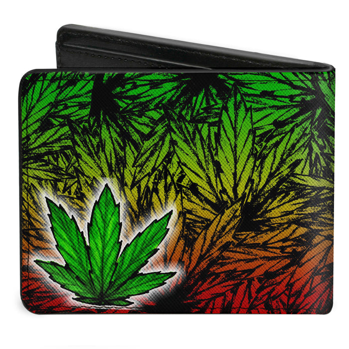 Bi-Fold Wallet - Marijuana Haze Rasta White Bi-Fold Wallets Buckle-Down   