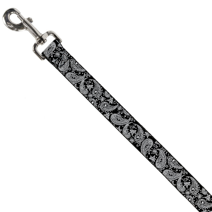 Dog Leash - Floral Paisley Black/White Dog Leashes Buckle-Down   