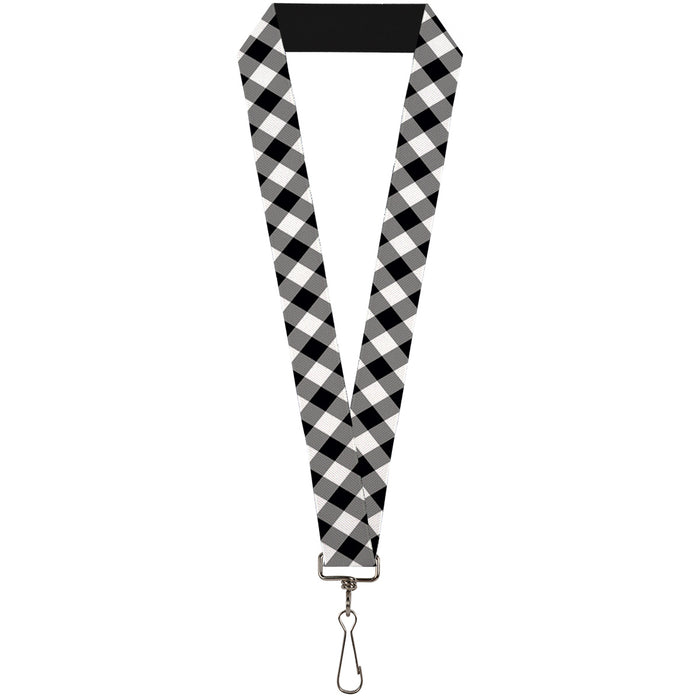 Lanyard - 1.0" - Diagonal Buffalo Plaid Black White Lanyards Buckle-Down   