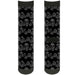 Sock Pair - Polyester - Skulls Stacked Weathered Black Gray - CREW Socks Buckle-Down   