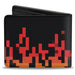 Bi-Fold Wallet - 8-Bit Pixel Flames Black Oranges Reds Bi-Fold Wallets Buckle-Down   