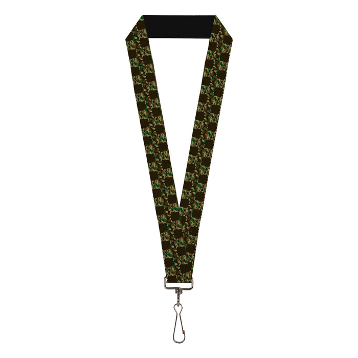 Lanyard - 1.0" - Top Skulls Black Camo Olive Lanyards Buckle-Down   