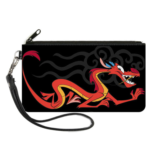 Canvas Zipper Wallet - LARGE - Mulan Mushu Dragon Pose Fire Icon Black Gray Canvas Zipper Wallets Disney   