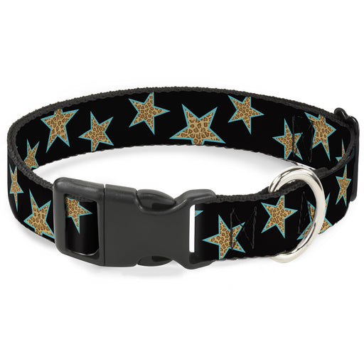 Plastic Clip Collar - Multi Stars Black/Leopard/Baby Blue Outline Plastic Clip Collars Buckle-Down   