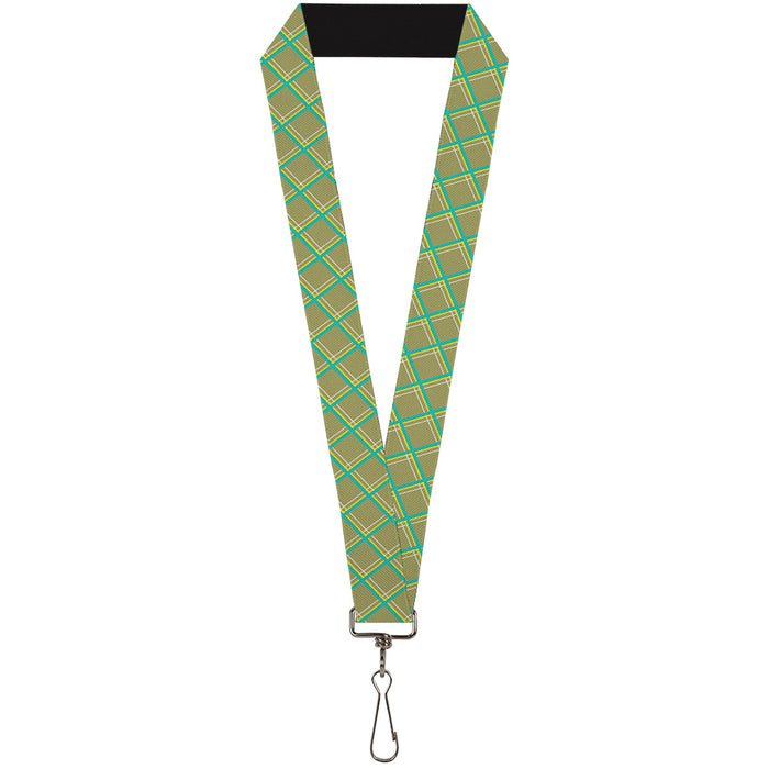 Lanyard - 1.0" - Wire Grid Tan Green Yellow Lanyards Buckle-Down   