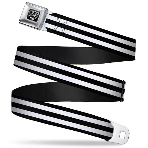 BD Wings Logo CLOSE-UP Full Color Black Silver Seatbelt Belt - Stripes 3Black/2White Webbing Seatbelt Belts Buckle-Down   