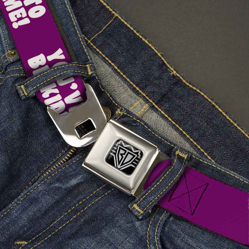 BD Wings Logo CLOSE-UP Full Color Black Silver Seatbelt Belt - YOU'VE GOT TO BE KIDDING ME! Purple/White Webbing Seatbelt Belts Buckle-Down   