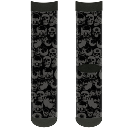 Sock Pair - Polyester - Skull Pile Black Gray - CREW Socks Buckle-Down   