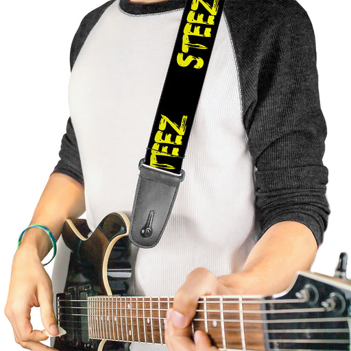 Guitar Strap - STEEZ Brushed Black Yellow Guitar Straps Buckle-Down   