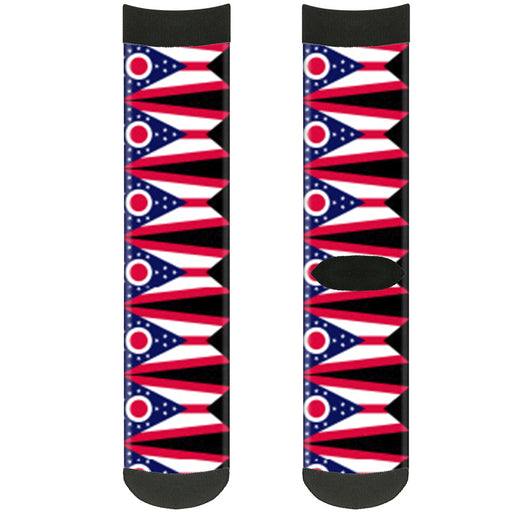 Sock Pair - Polyester - Ohio Flag Repeat Black - CREW Socks Buckle-Down   