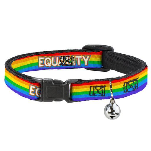 Cat Collar Breakaway with Bell - EQUALITY Stripe Rainbow White - NARROW Fits 8.5-12" Breakaway Cat Collars Buckle-Down   