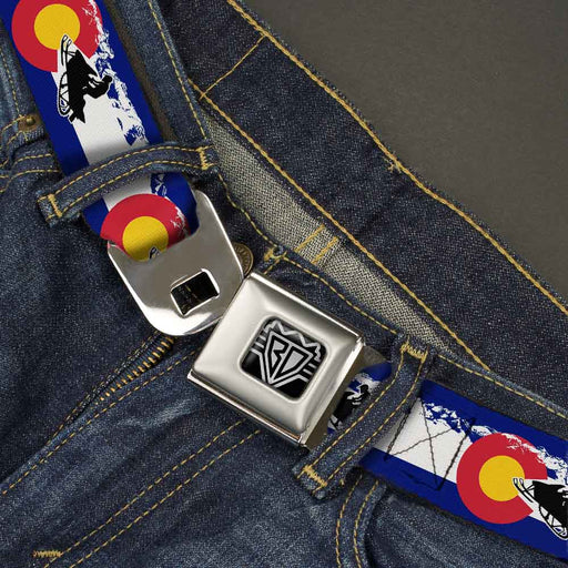 BD Wings Logo CLOSE-UP Full Color Black Silver Seatbelt Belt - Colorado/Snowmobiler/Mountains Webbing Seatbelt Belts Buckle-Down   