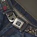 BD Wings Logo CLOSE-UP Full Color Black Silver Seatbelt Belt - Lucky CLOSE-UP Gray Webbing Seatbelt Belts Buckle-Down   
