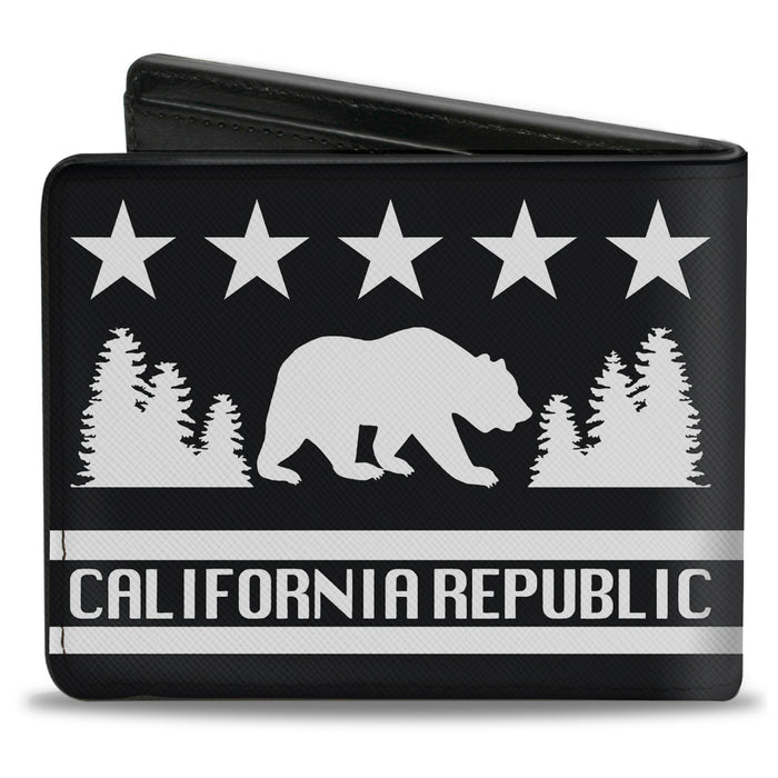 Bi-Fold Wallet - CALIFORNIA REPUBLIC Bear Stars Silhouette Black White Bi-Fold Wallets Buckle-Down   